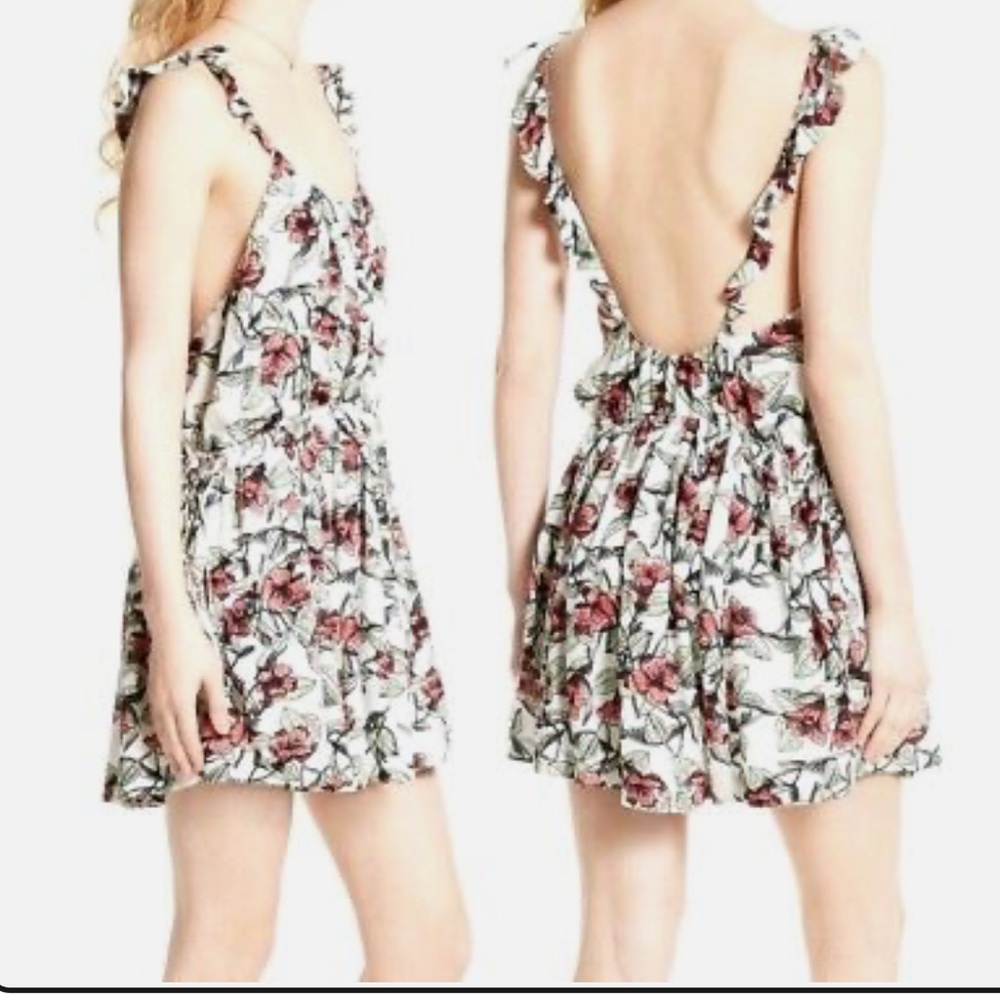 Floral Print Backless Dress
